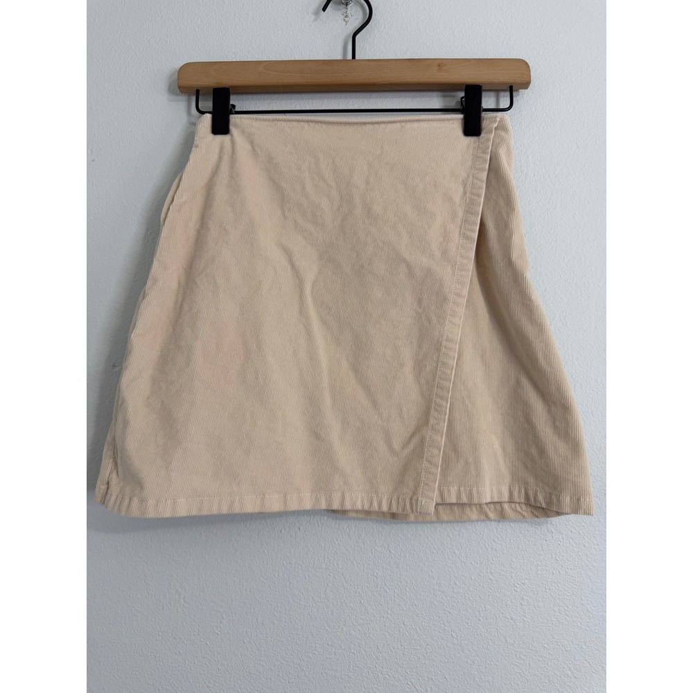 Hollister - Ultra High Rise Cream Corderoy‎ Faux Wrap Skirt Size XS